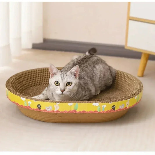 Oval Corrugated Cat Scratcher & Lounge Bed
