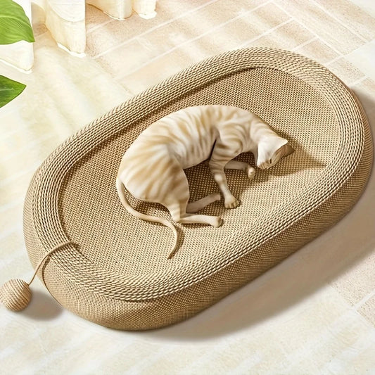 Multifunctional Sisal Cat Scratcher Bed with Toy Ball