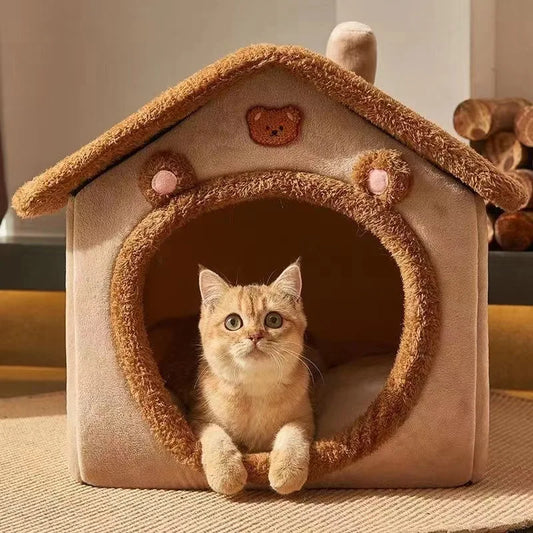 Foldable & Washable Pet Cave for Cats & Small Dogs