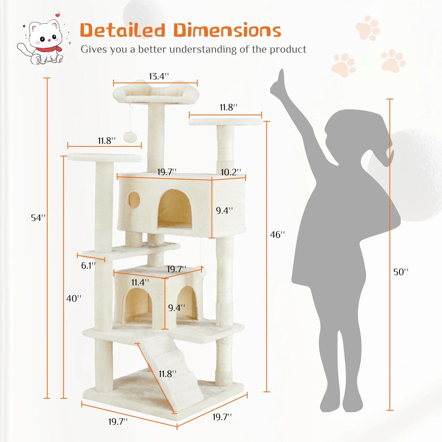 Multi-Level Cat Tree Tower with Sisal Scratching Posts